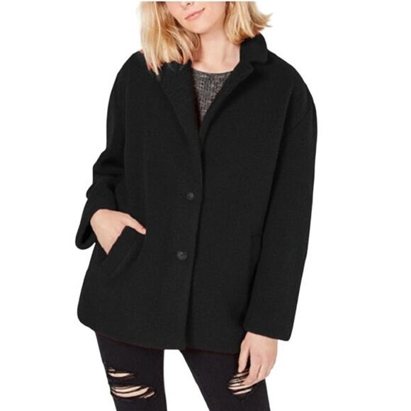 Collection B Jackets & Blazers - Collection B New York Classic Faux-Fur Coat Two Button Front Black Womens Size M